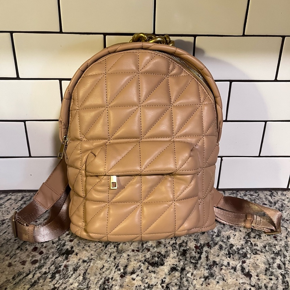 Zara Quilted tan Backpack